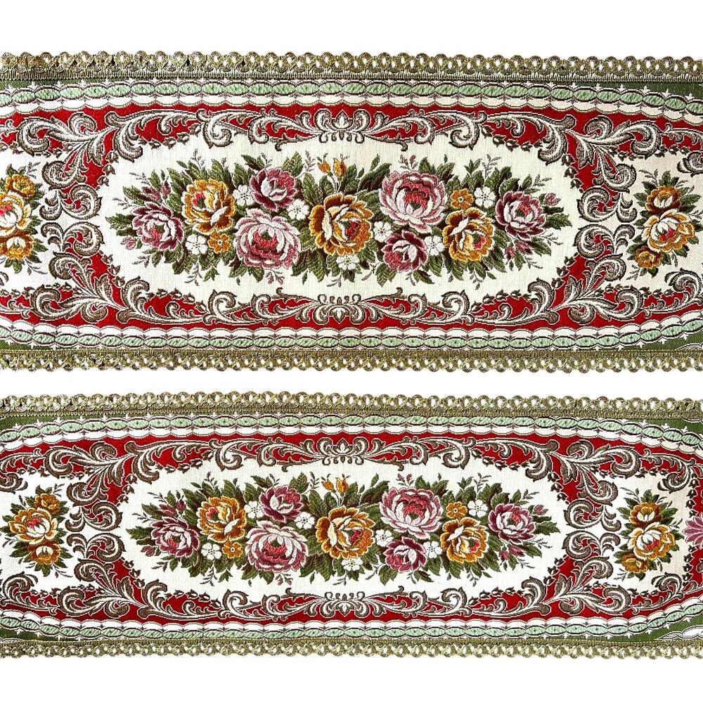 NWOT One vintage Wedgwood metallic velvet roses Victorian centerpiece runner